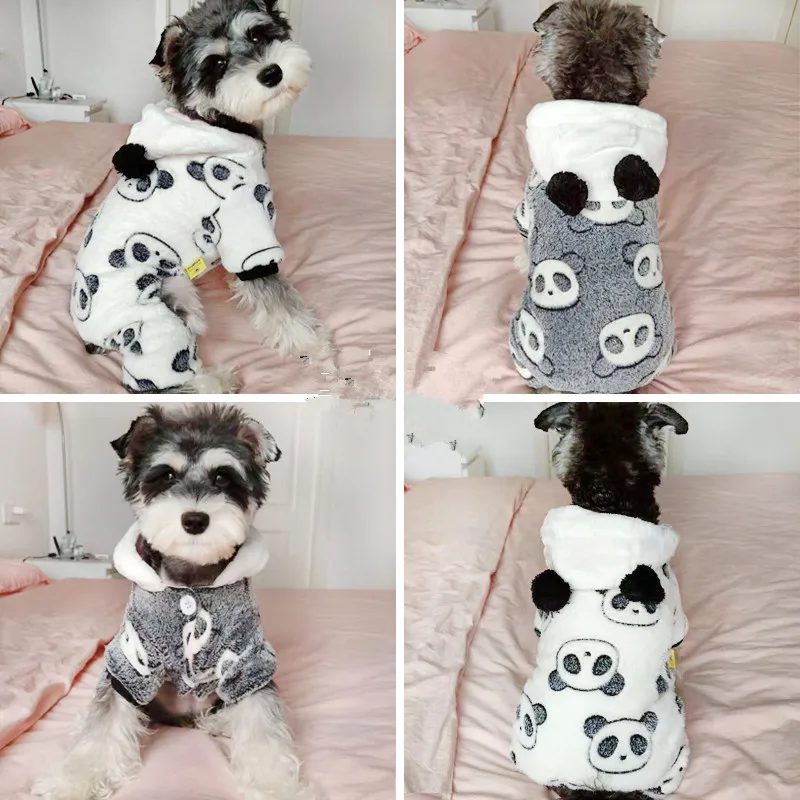 Милая Пижама с пандой для собак, комбинезон, теплая одежда для собак, зимняя верхняя одежда для питомца, чихуахуа, пуделя, щенка, щенка, Пижама