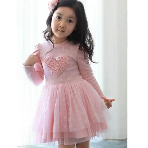 

Lovely Girls Princess Flower Dress Kids Baby Long Sleeve Cotton Party Wedding Pageant Dresses Girls Clothes