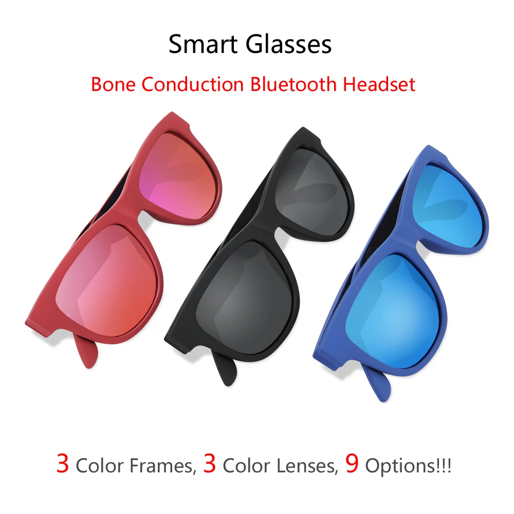 2019 New G1 Polarized Bone Conduction Headset Touch Control 9 Colors Smart Sunglasses Health Sports Wireless Bluetooth Headphone