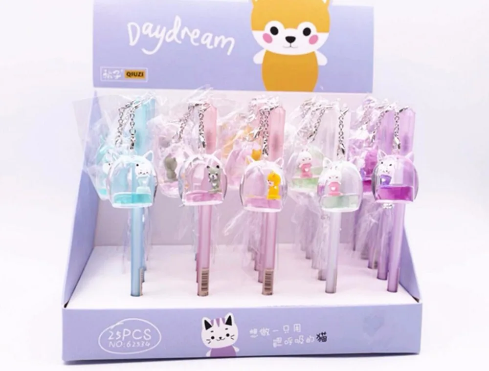 new cat Pendant Gel Pen Ink Gift School prize Office writing Supply kawaii student Stationery black Neutral pen 25pc/lot | Канцтовары