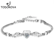Тоторова Сердце крылья Ангела талисманы браслет Регулируемая цепь браслеты для женщин циркониевые браслеты и браслеты ювелирные изделия Femme
