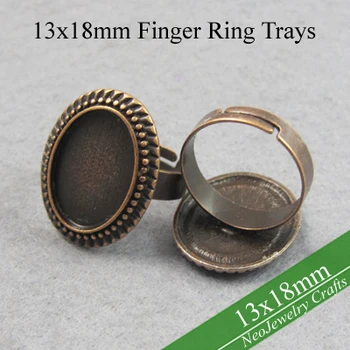 

13x18mm Antique Copper Oval Adjustable Ring Trays, Bezel Ring Setting