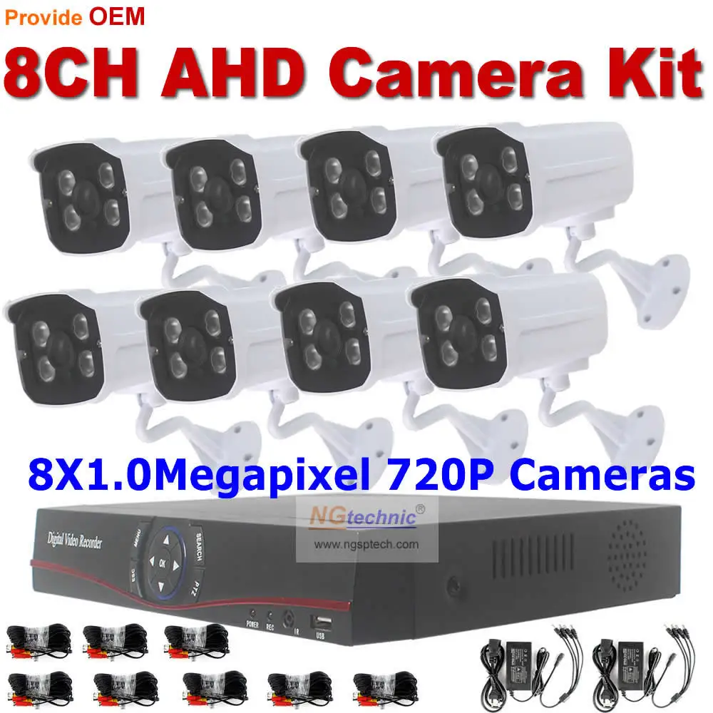 Full HD 4CH CCTV system 720p HDMI Motion detect AHD DVR kit 1.0MP Outdoor Waterproof Night vision security surveillance camera