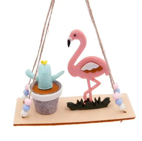 

beautiful pink flamingo wall hanging drop felt diy craft Non-woven cloth Craft DIY Sewing set Felt Handwork Material