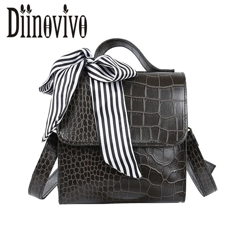 

Mododiino New 2019 Crocodile Pattern Mini Handbag Bow Ribbon Shoulder Bag PU Leather Luxury Handbags Women Bags Designer DNV0948