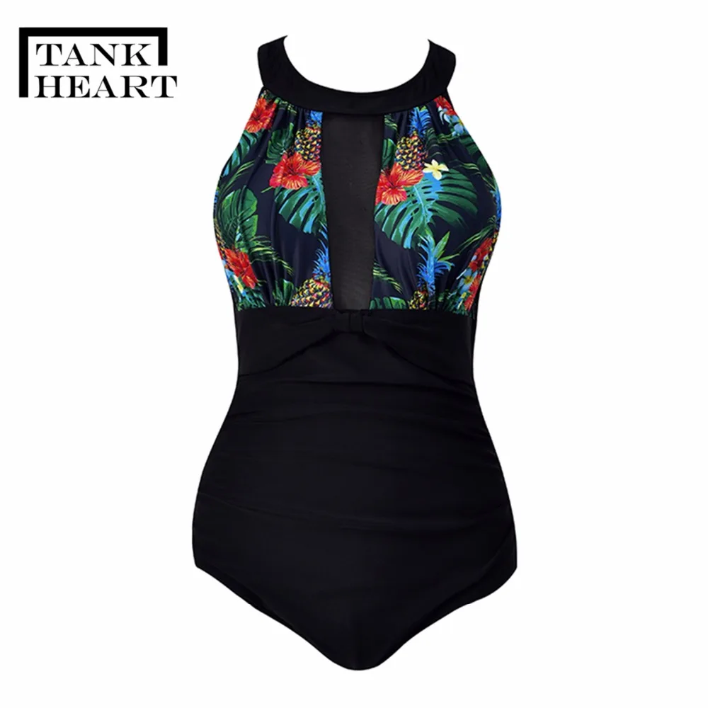 Tank Heart Sexy Potos One-Piece Suits Monokini Plus Size Swimwear Women One Piece Swimsuit girls Badpak Swim Bathing Suit Women 