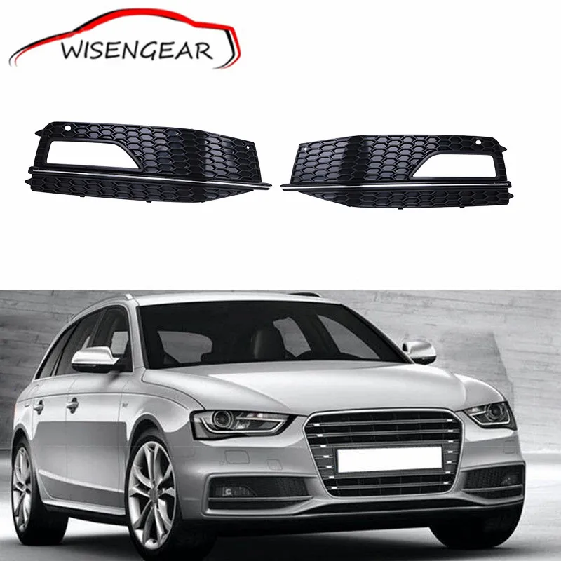 2x A4 Car Front Bumper Cover Grills Fog Lights Grille Grill For Audi A4