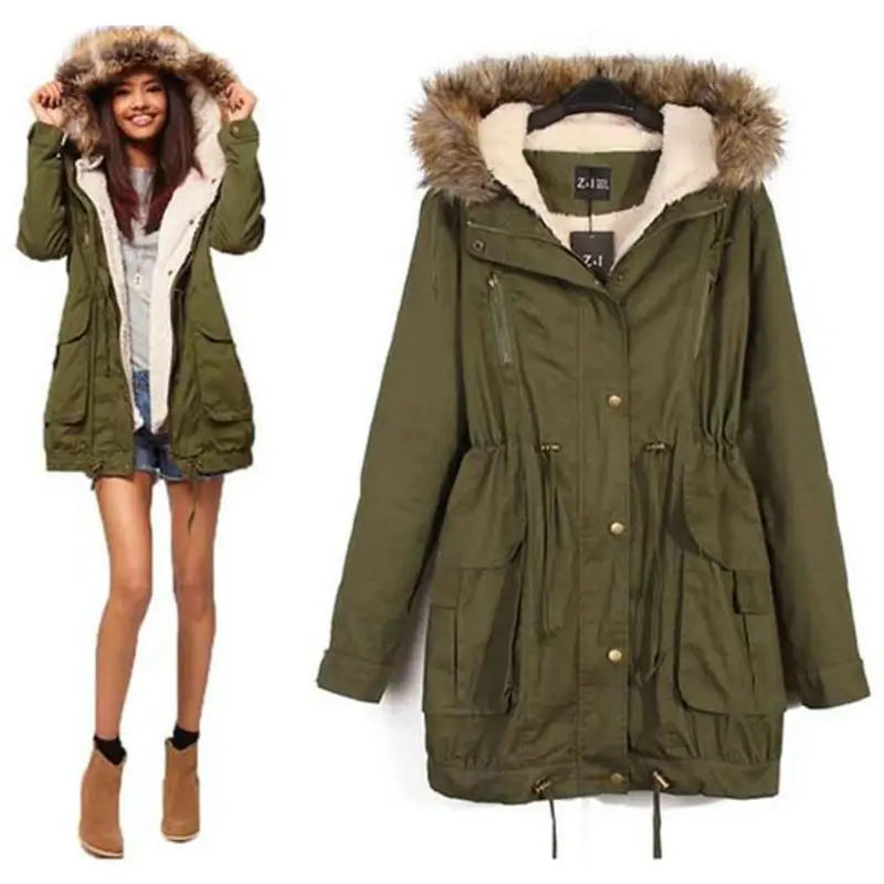 army green hooded coat