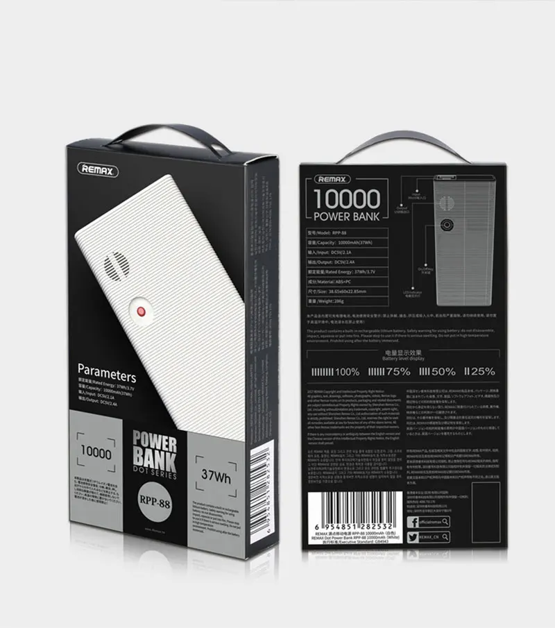 Remax power-bank 10000 mah power Bank 18650 портативное зарядное устройство Внешняя батарея для iphone 8 samsung S8 xiaomi Pover Bank 10000 mah