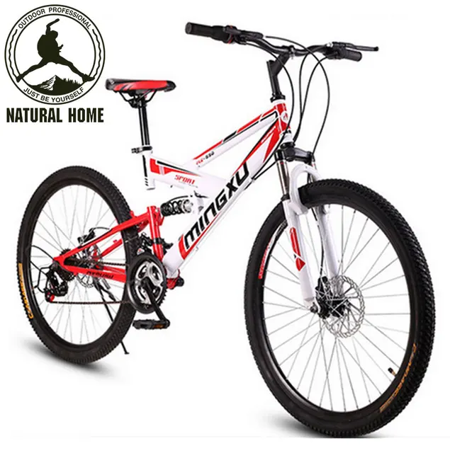 Cheap [NaturalHome] Brand 21 Speed Men's Women Mountain Bike Cycling 26 inch Road Bicycle Double Disc Brake Carbon Steel Bicycle