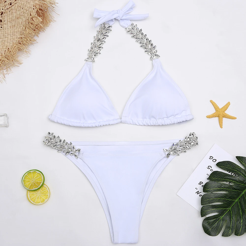 

Jewelry Bikini Women 2018 Bandage Bikini Set Crystal Swimsuit Beachwear Rhinestone Swimwear Backless Padded Biquini Bathing Suit