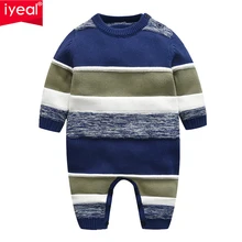 IYEAL/Детский комбинезон для новорожденных; полосатые трикотажные свитера с длинными рукавами для детей; одежда для маленьких мальчиков 3-18 месяцев