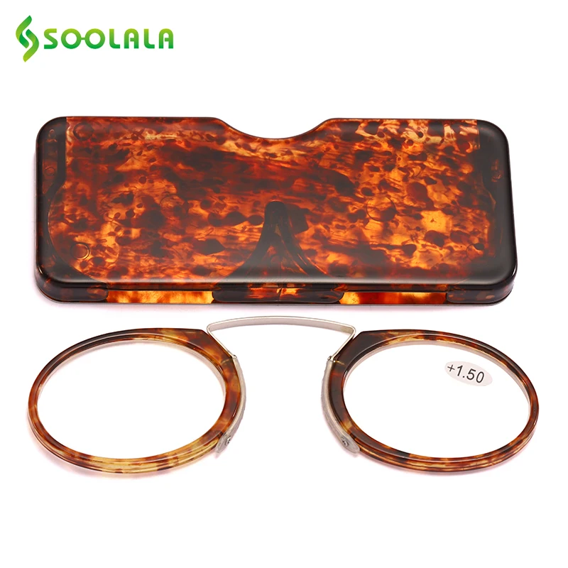 SOOLALA TR90 магнит очки для чтения с Чехол Зажим Для Носа портативный Круглый Оптическая оправа диоптрий рецепт очки для женщин и мужчин