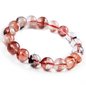 

Genuine Natural Red Phantom Quartz Gems Stone Women Lady Crystal Stretch Bracelet 12mm