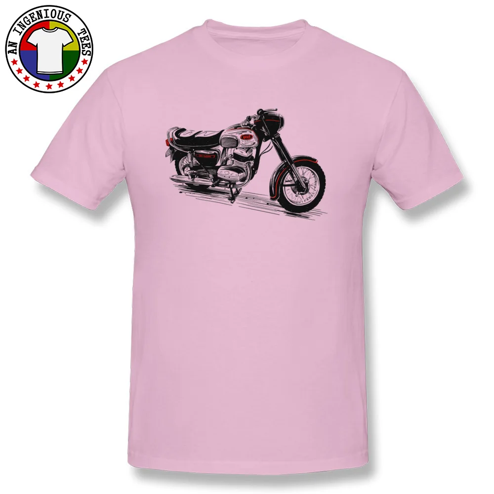 Unique Classic Motorcycle Short Sleeve Summer Autumn Tops Shirt New Arrival Crewneck Cotton Fabric T Shirt Student T Shirt Classic Motorcycle pink