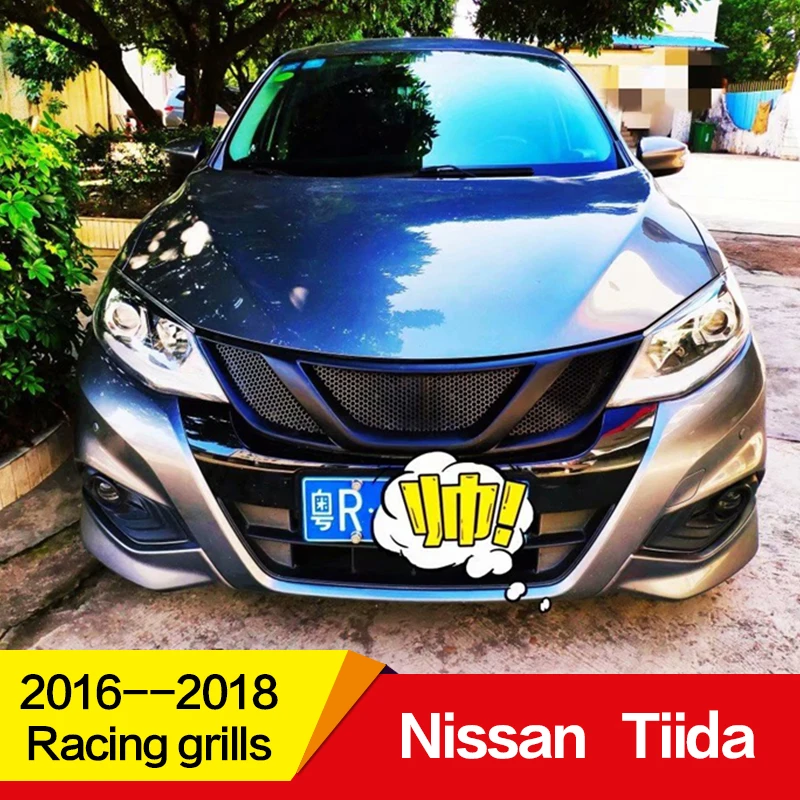 

Use for Nissan Tiida Racing Grills 2016 17 18 Year carbon fibre Refitt Front Center Racing Grille Cover accessorie no car logo