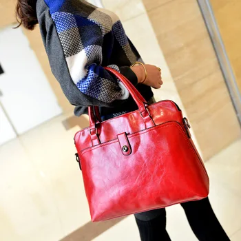 

2018 new Fashion women's bags famous brand solid red pu handbag leather lady shoulder clutches designer mochila Casual tote