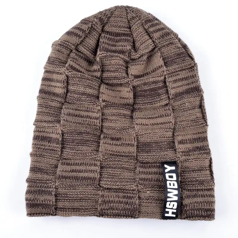 Autumn And Winter Casual Style Bonnet Hat For Men Knitted Plaid Beanies Skullies