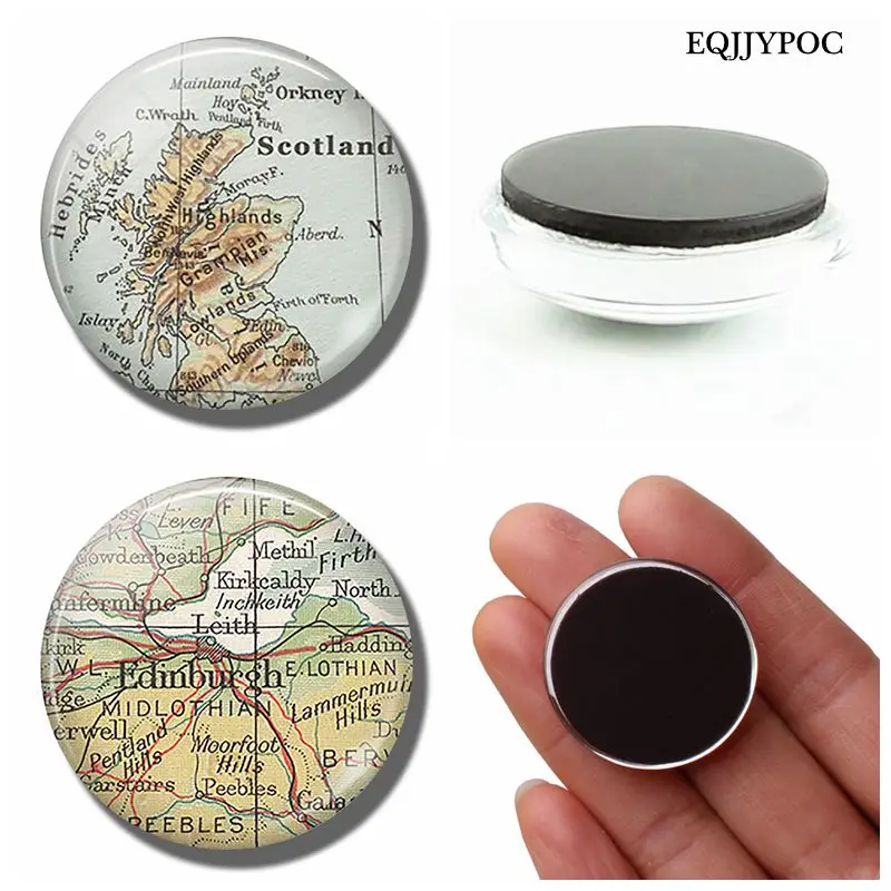 

Edinburgh Scotland Map 30 MM Fridge Magnet Leith Map Glass Cabochon Note Holder Magnetic Refrigerator Stickers Home Decoration