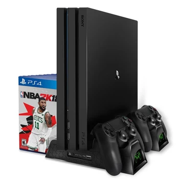 

DOBE PS4/PS4 Slim/PS4 Pro Dual Controller Charger Console Vertical Cooling Stand Charging Station Dock for Sony Playstation 4