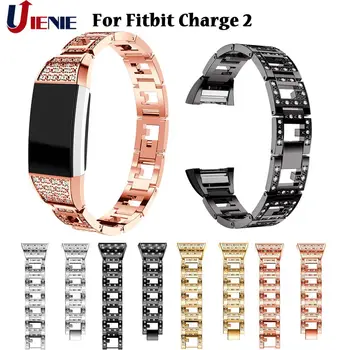 

Stainless Steel Watch Band Wrist Strap for Fitbit Charge 2 Smart Watch Wristband Bracelet Wearable Belt Strap with Rhinestone