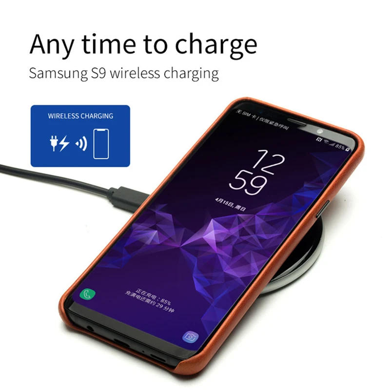 Ультратонкий чехол QIALINO из натуральной кожи для Samsung Galaxy S9 модная роскошная сумка
