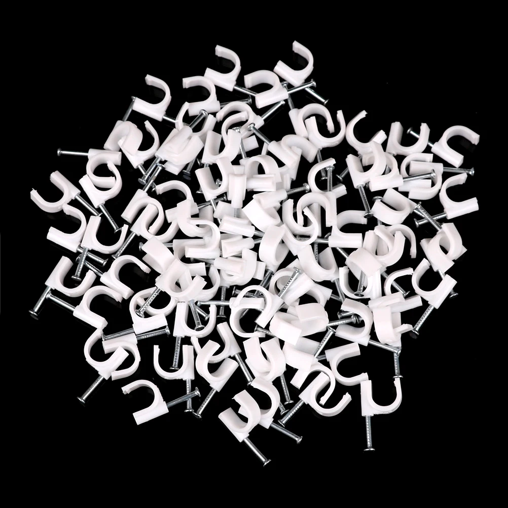 100PCS/bag factory sell circle cable clips 10MM Circle Path cable nail wire clips Round white