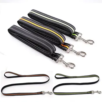 

120cm Fashion Dog Leash Rope Reflective Night Safety Soft Nylon Leash For Small Medium Dog Collar Lead Rope Walking Black Blue