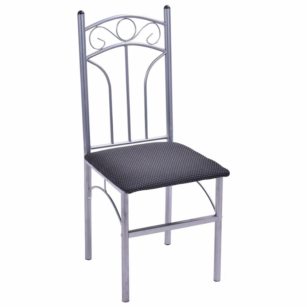 Goplus 5PCS Dining Room Set Wood And Metal Dining Table + 4 Dining Chairs Stylish Home Kitchen Modern Furniture HW52158