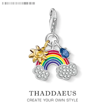 

DIY Trendy Love Pendant Kawaii Rainbow Sun Rain Charm 925 Sterling Silver Fit Necklaces Bracelet For Christmas Gift DropShipping