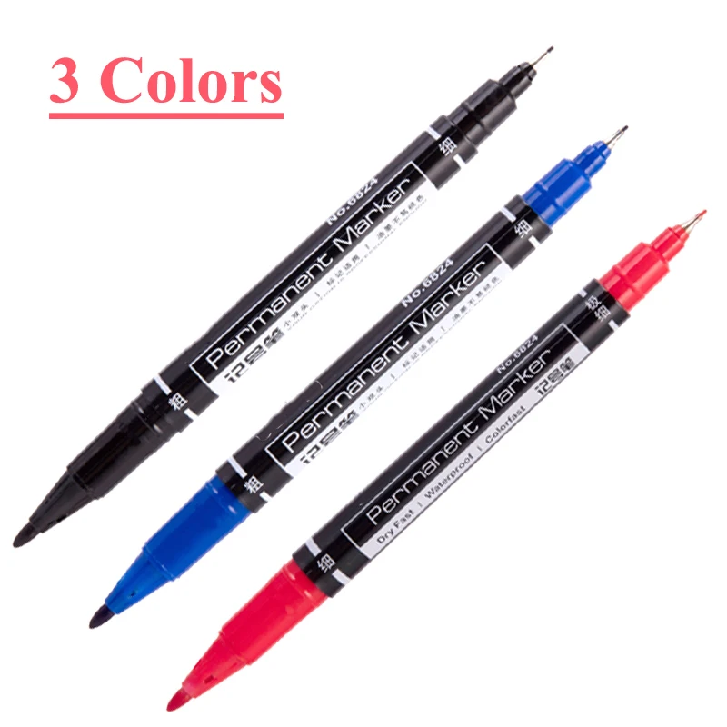 

3 Colors Liquid-ink 0.5/1mm Fast Dry Art Drawing Permanent Marker Pen Dual Tip Painting Sketch DIY for Student Office Stationery
