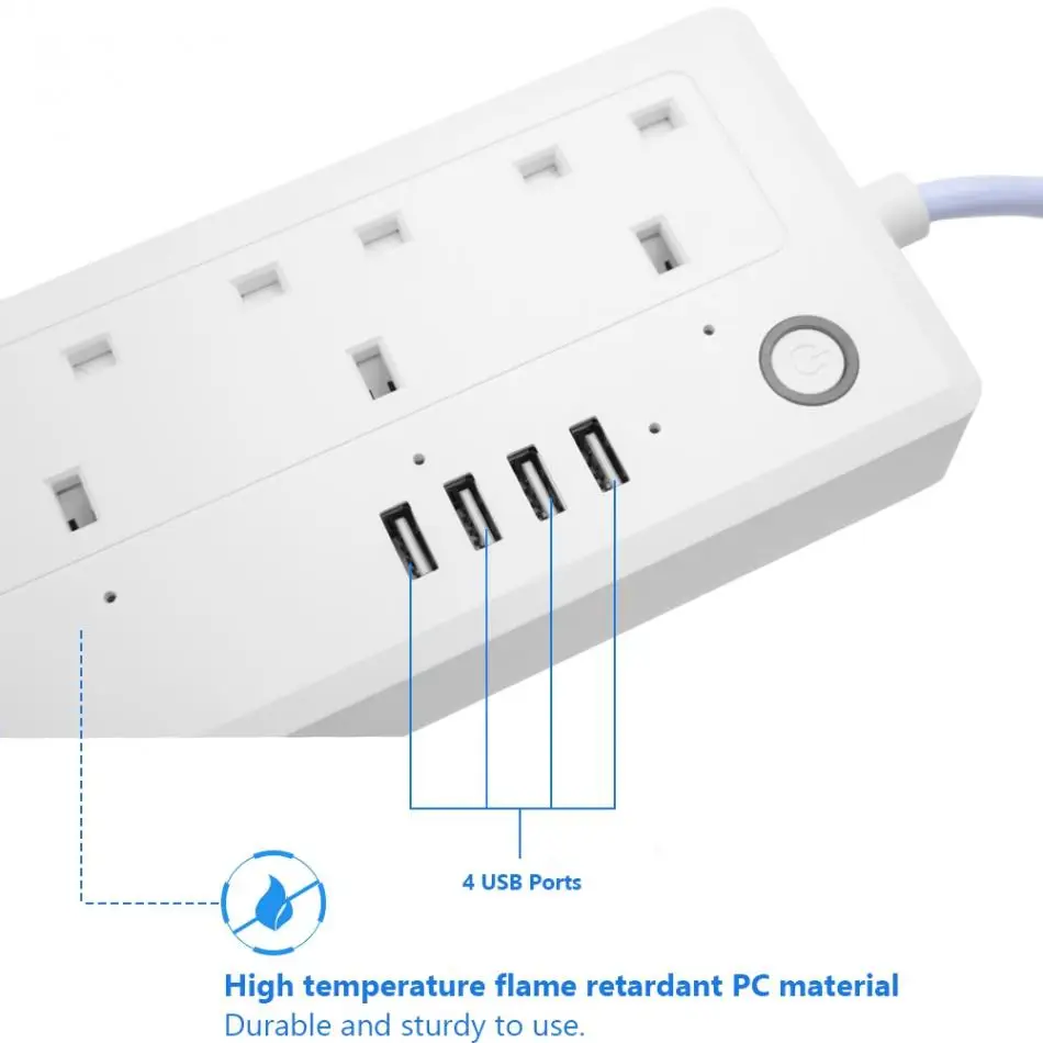 Wi-Fi мощность полосы стабилизатор напряжения Smart 4 порты usb Plug голосового управления прочный 240-100 в ЕС Plug