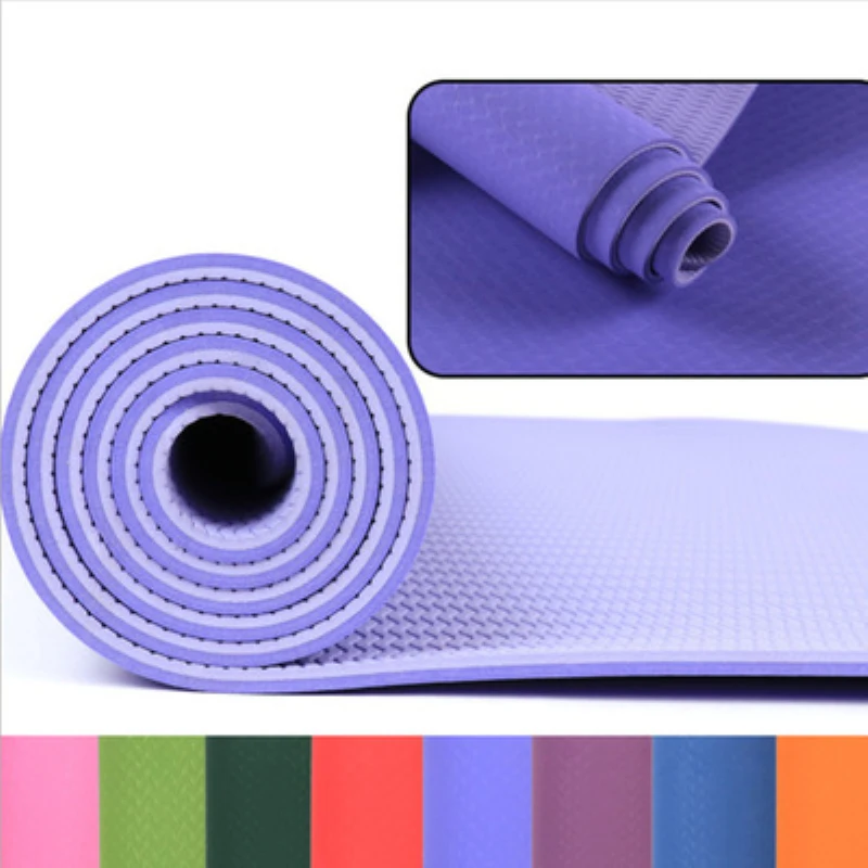 183  61cm 6mm thick two-color non-slip TPE yoga mat quality exercise mat fitness gym home tasteless yoga mat yoga bag-9