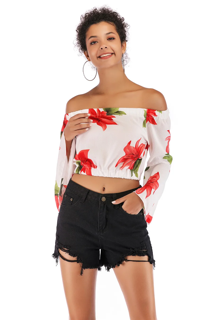 Gladiolus Off Shoulder Spring Autumn Blouse Women 2019 Flare Sleeve Sexy Leopard Print Crop Top Shirt Women Blouses Ladies Tops (26)