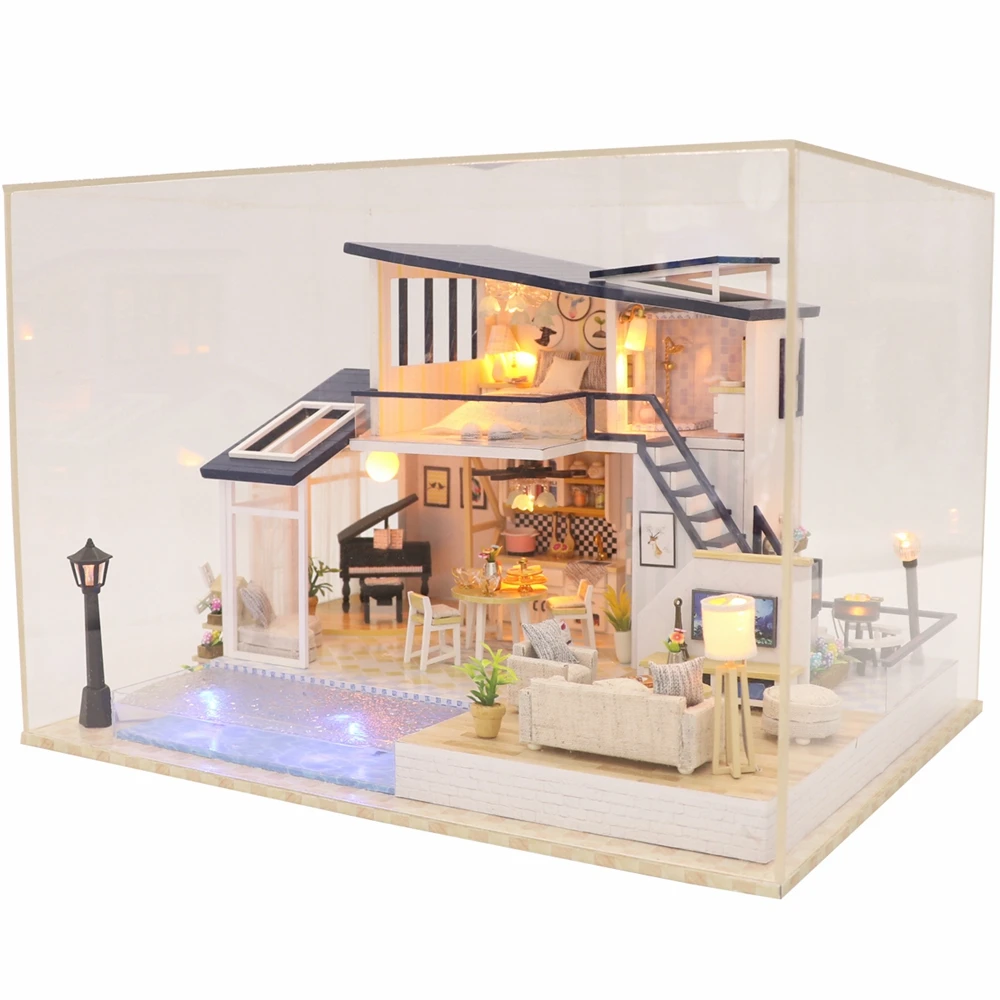 Кукольный дом деревянная мебель Diy миниатюрный дом собрать 3D Miniaturas кукольный домик головоломки наборы игрушки для детей подарок на день рождения