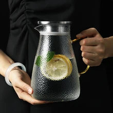 Tea-Pot Cold-Kettle Water-Bottle Glass High-Temperature-Resistance 2L 1L Snow-Point-Hammer