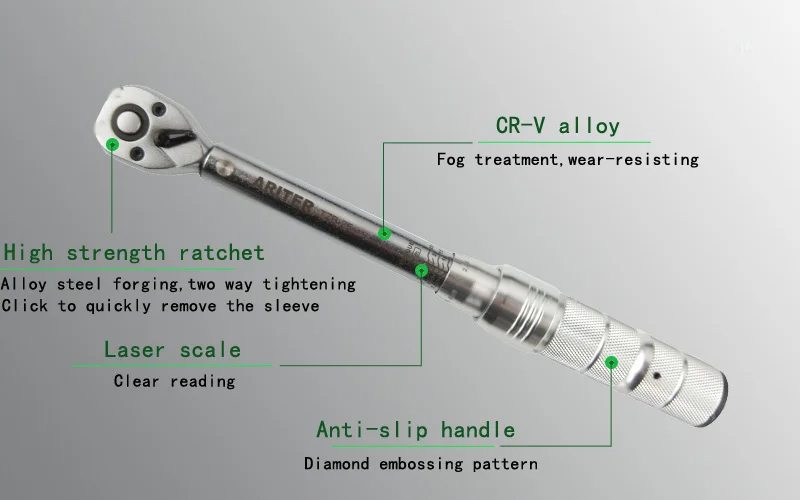 ARITER 1/2 динамометрический ключ инструмент для ремонта автомобиля 20-220N.m регулируемый гаечный ключ динамометрический ключ с храповым механизмом