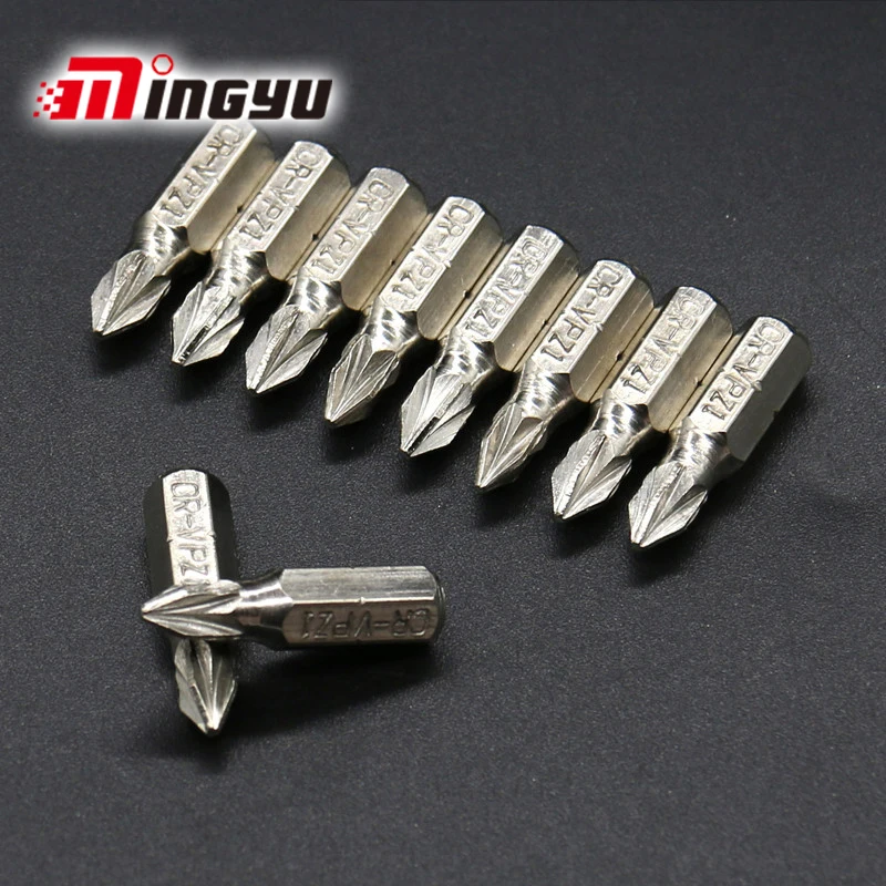 10pcs 25mm 1/4"(6.35mm) Pozi Screwdriver Bit PZ1 Power Driver Bit CRV