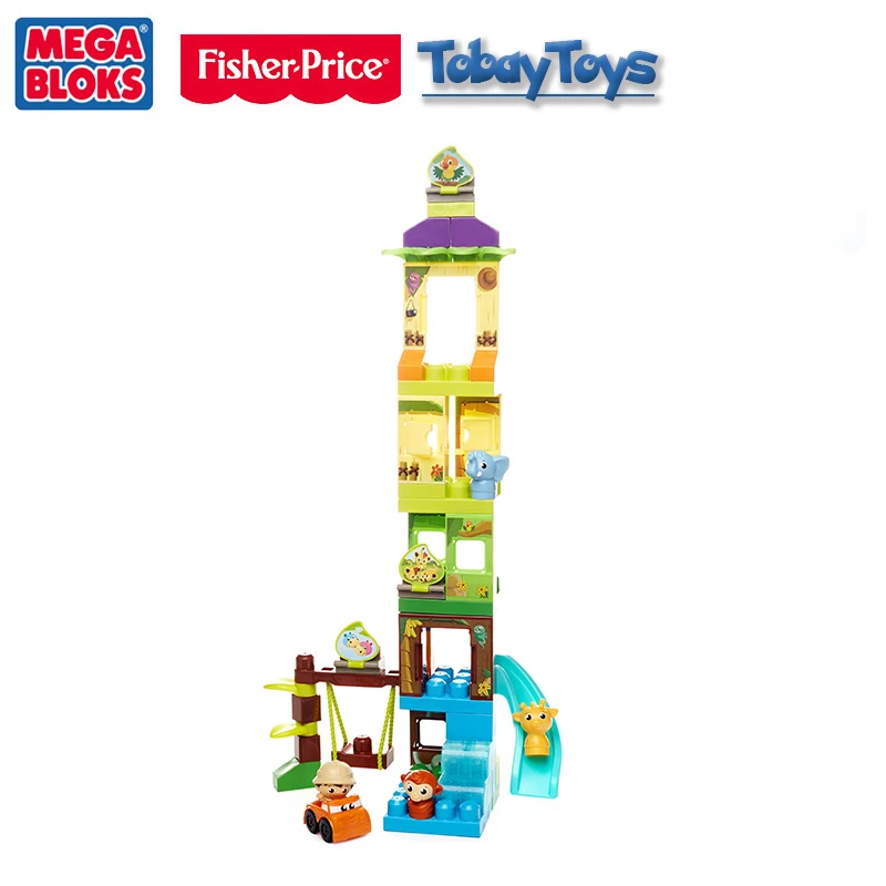 Fisher Price Mega Bloks качели и слайд сафари строительные блоки игрушка Bloque De Edificio детские забавные игрушки DPJ58