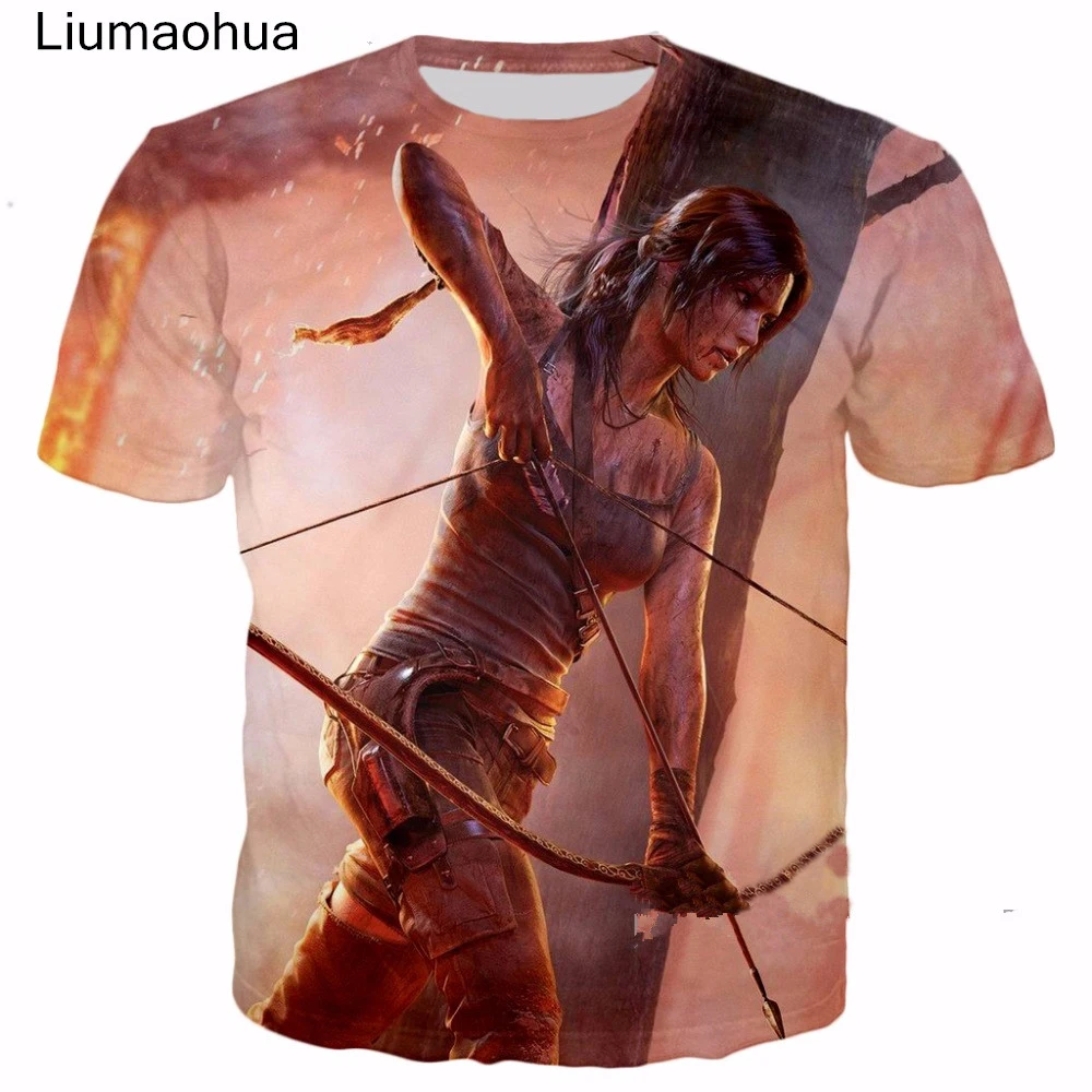

Liumaohua 2018 New summer hot sale New Fashion Men/Women 3D t-shirt New design Game Tomb Raider print t shirt casual tops