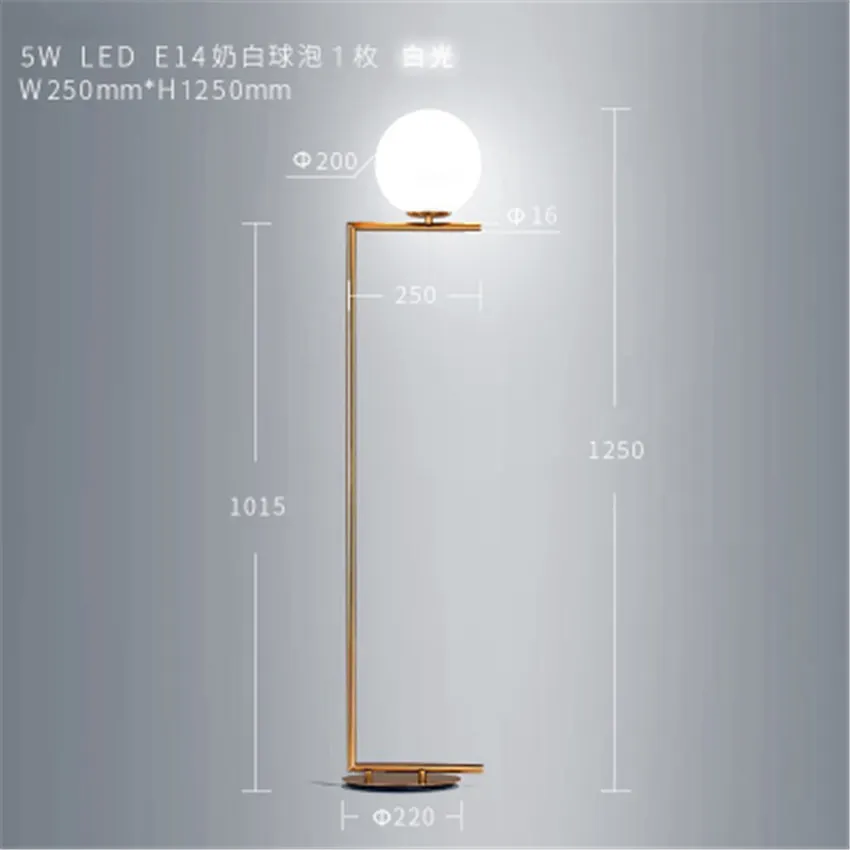 Modrn, золотой стеклянный шар, светодиодный напольный светильник, E27, для учебы, стоячие лампы, освещение для гостиной, спальни, отеля, Декор, Avize, напольные светильники - Цвет абажура: D