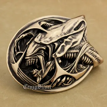 

Huge & Heavy Solid Brass AVP Alien Mens Biker Rocker Punk Belt Buckle 10B09