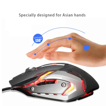 

4000DPI 6 Buttons Gaming Mouse Ajustable Optical Macro Programming USB Game Mouse Gamer 3 Color Breathing Variable Light