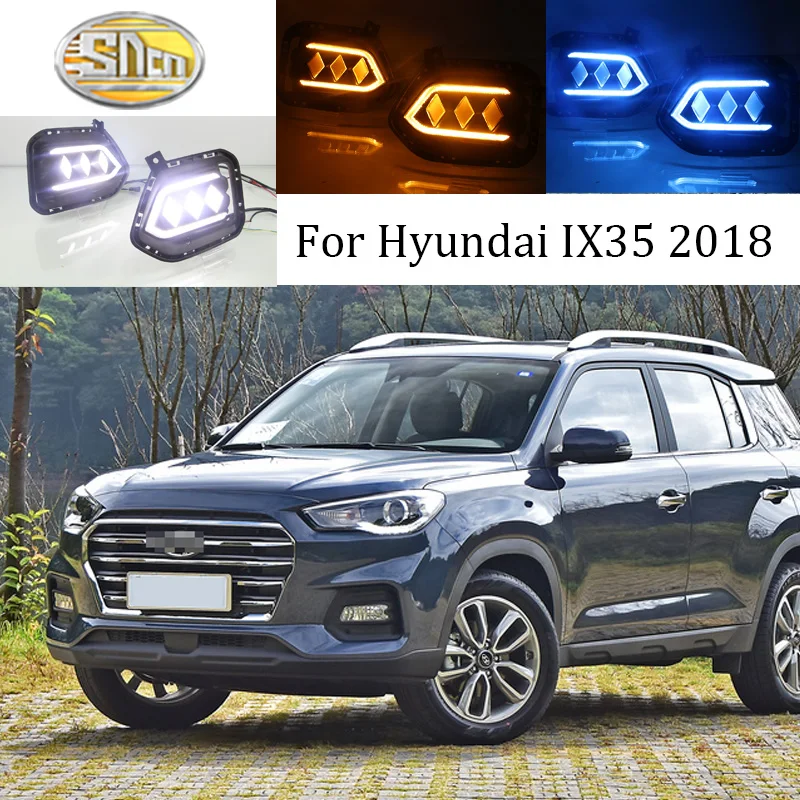 

For Hyundai IX35 2018 Daytime Running Light Flashing Yellow Turning Signal Lamp Day Light Fog Lamp Blue Night Light 12V Relay