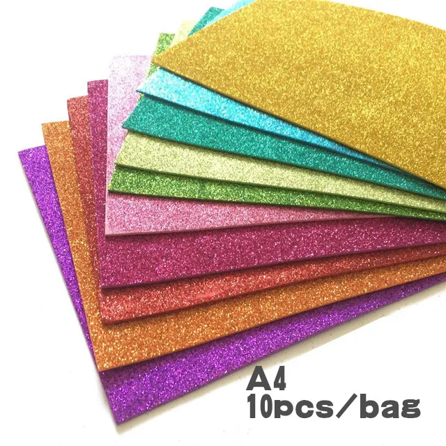 

A4 10pcs Flash Thick Sponge Paper With Rubber Powder EVA Foam Paper DIY Paper Craft Scrapbooking Paper Origami Colored Decor hm