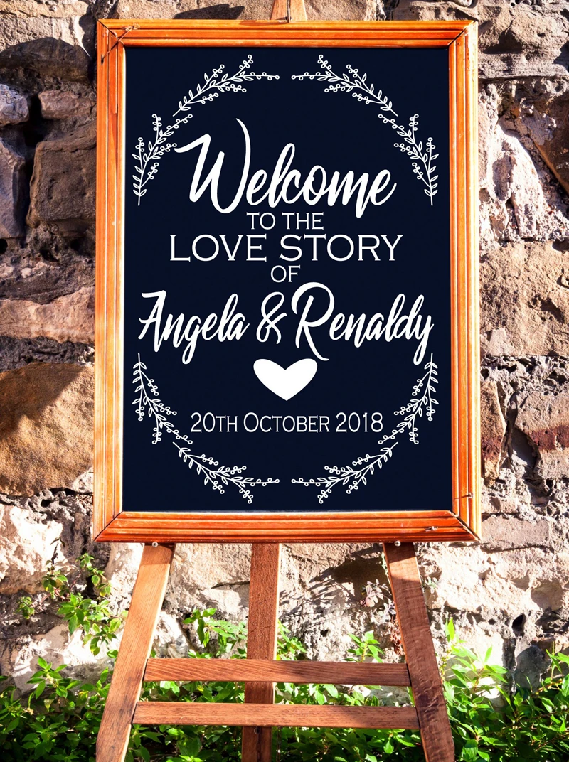 

Bride Groom Names Art Wall Vinyl Stickers Mural Personalized Love Heart Wedding Decor Engagement Baptism Party Decal Poster N106