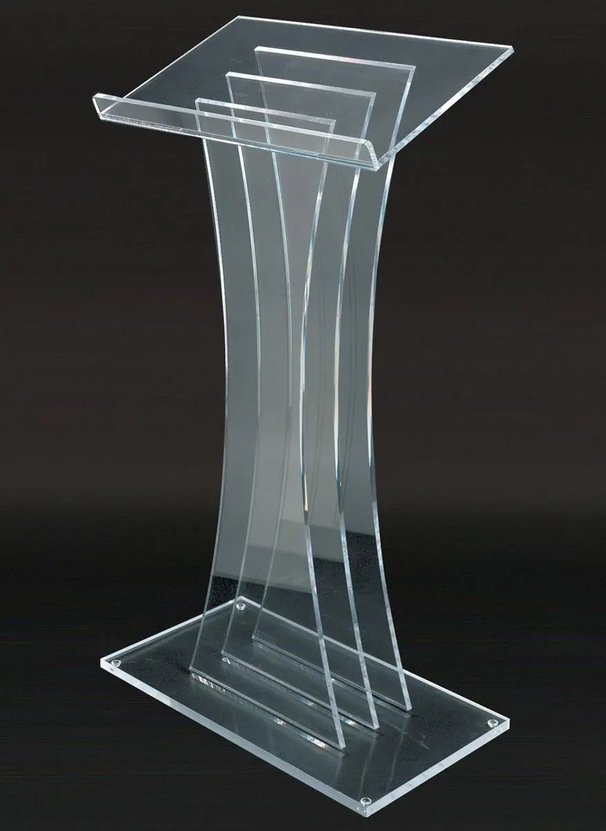 Modern Acrylic Podium Lectern, Fully Assembled, 0.5" Thick Panels, 48