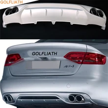 GOLFLIATH PP Неокрашенный+ сталь для A4L ABT стильный, для заднего бампера Диффузор для губ, автомобильные выхлопные наконечники для Audi 2008-2012 A4 B8 стандарт