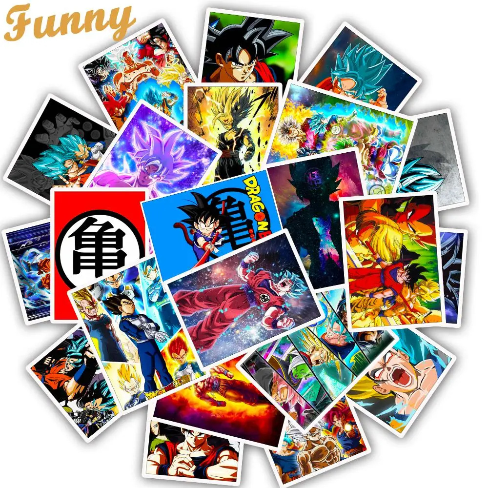 

25pcs Cartoon Dragon Ball Anime Stickers Super Siya for Laptop Bicycles Luggage Car Styling Home Decor Fashion stickers