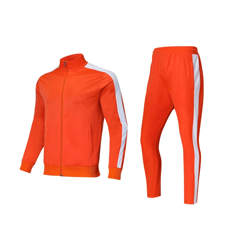 Shinestone, новинка, Осень-зима, для взрослых, мужской спортивный костюм, наборы, полная молния, детские футбольные комплекты, мужские спортивные костюмы, повседневная спортивная одежда для бега - Цвет: Orange